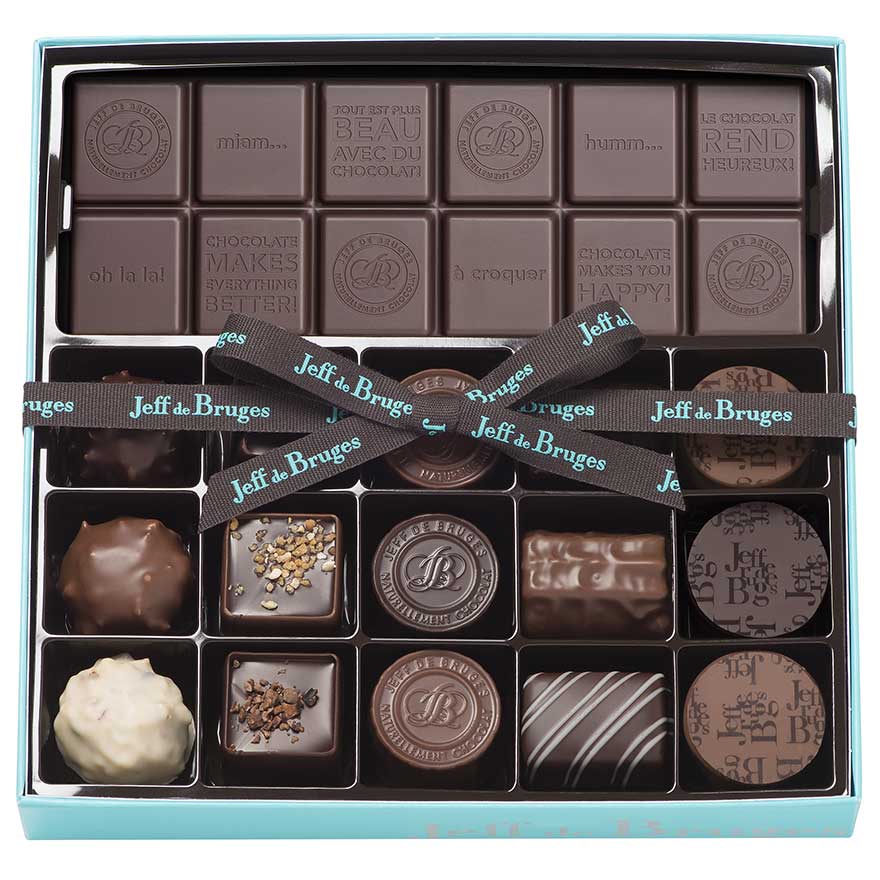 ✏️ A personnaliser, Boite 15 Chocolats Assortis et Tablette Chocolat Noir  80% Personnalisée - Jeff de Bruges