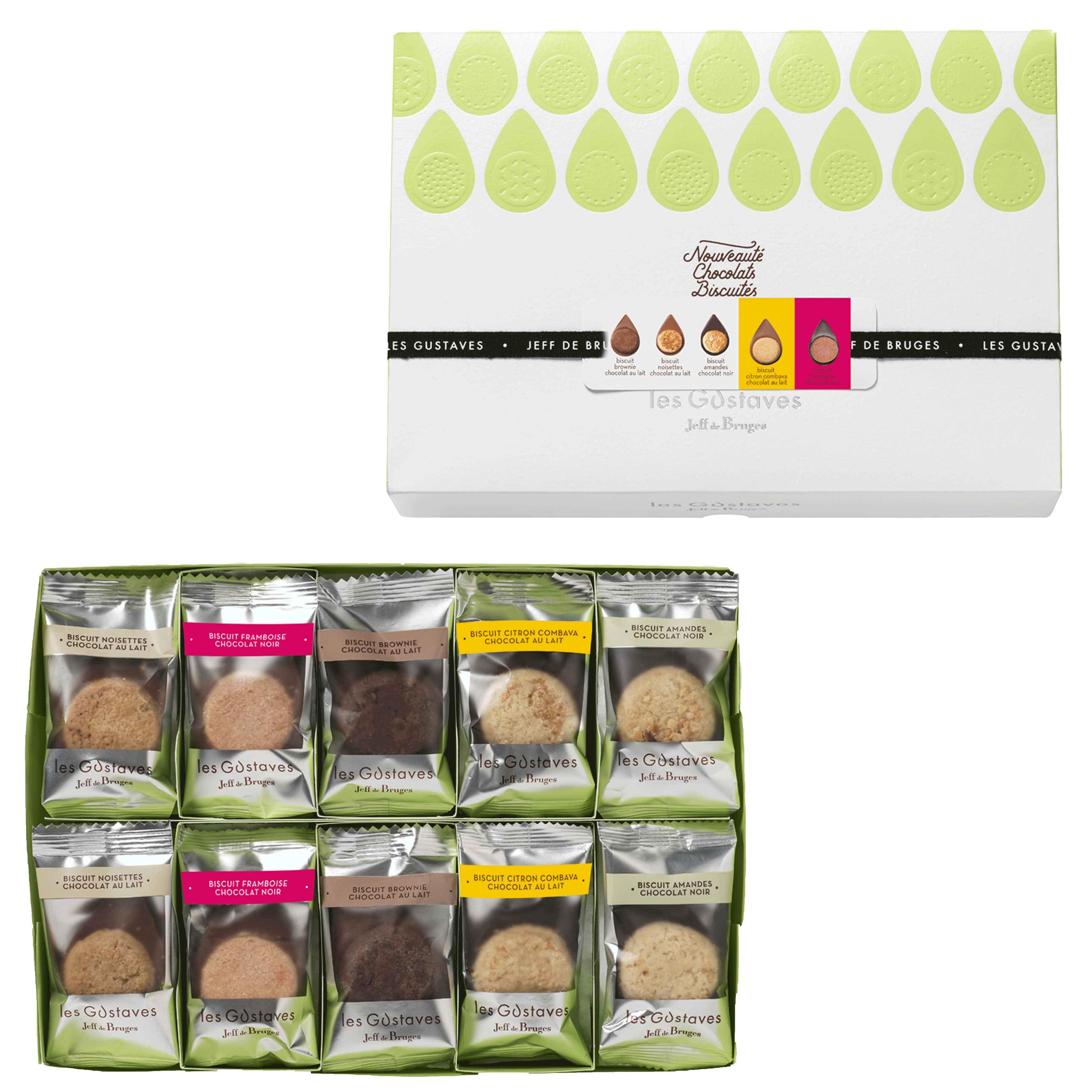 Jeff de GUSTAVES 15 RECTANGLE BOITE ショコラクッキーギフト Gustaves les Bruges 菓子