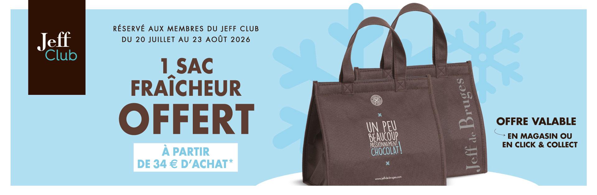 Offre Jeff Club du 20 juillet au 23 août 2026 : 1 sac fraicheur offert à partir de 34 € d'achat*
