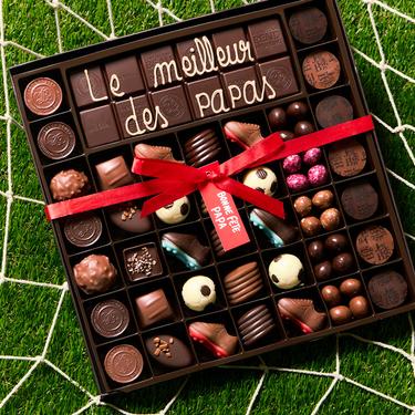 Boite 39 chocolats foot et sa tablette de chocolat personnalisée "Le meilleur des papas"