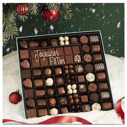 Boîte de Chocolats 100% Lait Joyeuses Fêtes - Livraison chocolats Noël