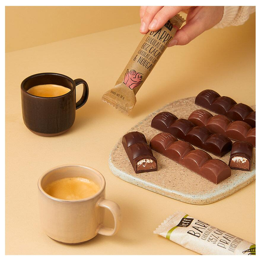 Barre de chocolat Trendre Moment - chocolat au lait fourrée de praliné  aux amandes et noisettes