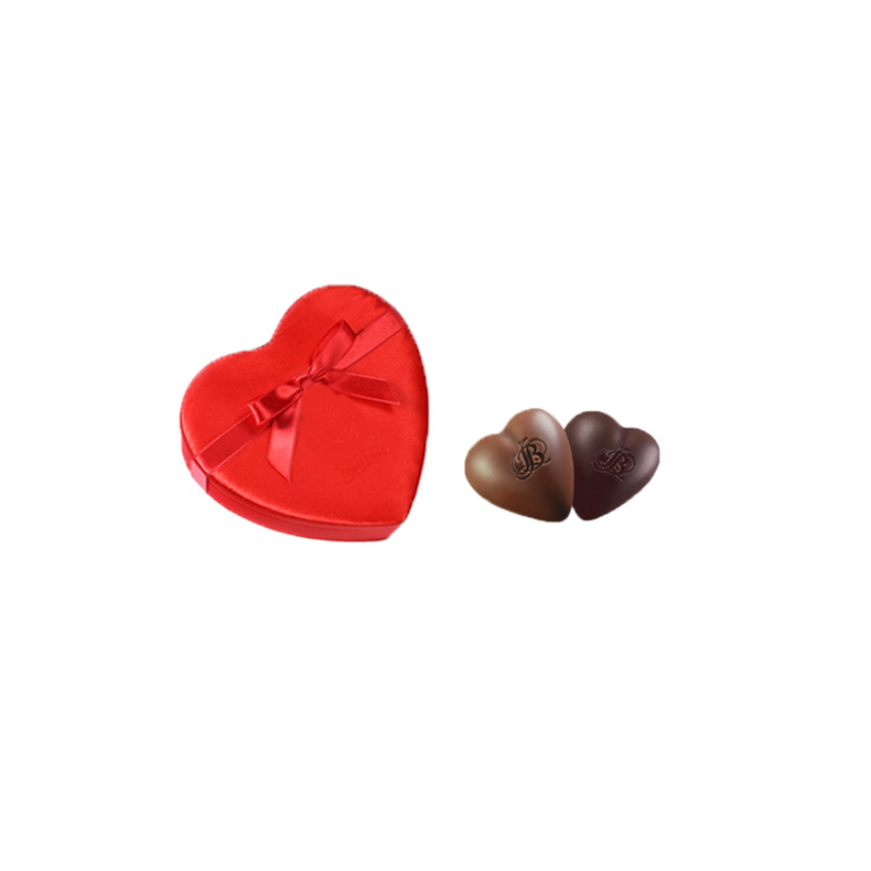 Chocolats Saint-Valentin, Boite coeur Satin Rouge - Jeff de Bruges