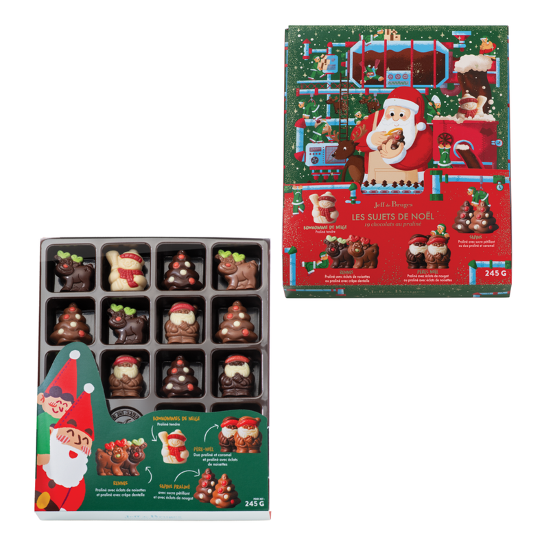 Chocolat Noël, Boite 19 personnages de Noël au praliné - Jeff de Bruges