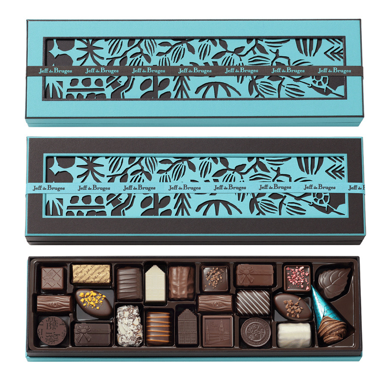 Boîte de chocolats, Boite rectangulaire marron ou bleue 23